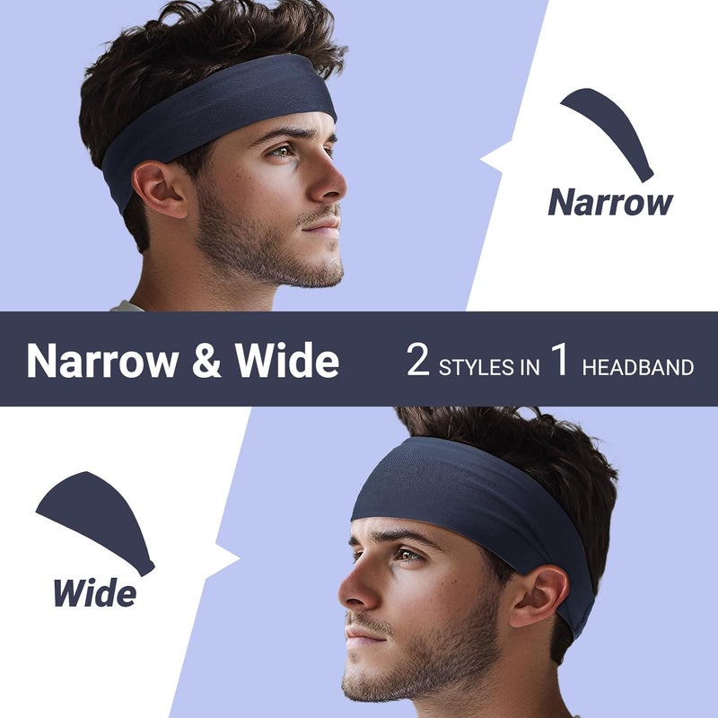 Viewind Sweat Absorb Headband for Men & Women, Athletic Headband for Running Yoga Workout, Wide Fashion Headband for Daily, 4" Width, Soft & Strechy, Non Slip Silione, 3 Colors in Pack - Image 2